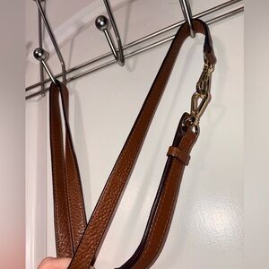 Authentic Michael Kors Luggage Pebbled Leather Crossbody Strap - Gold Tone